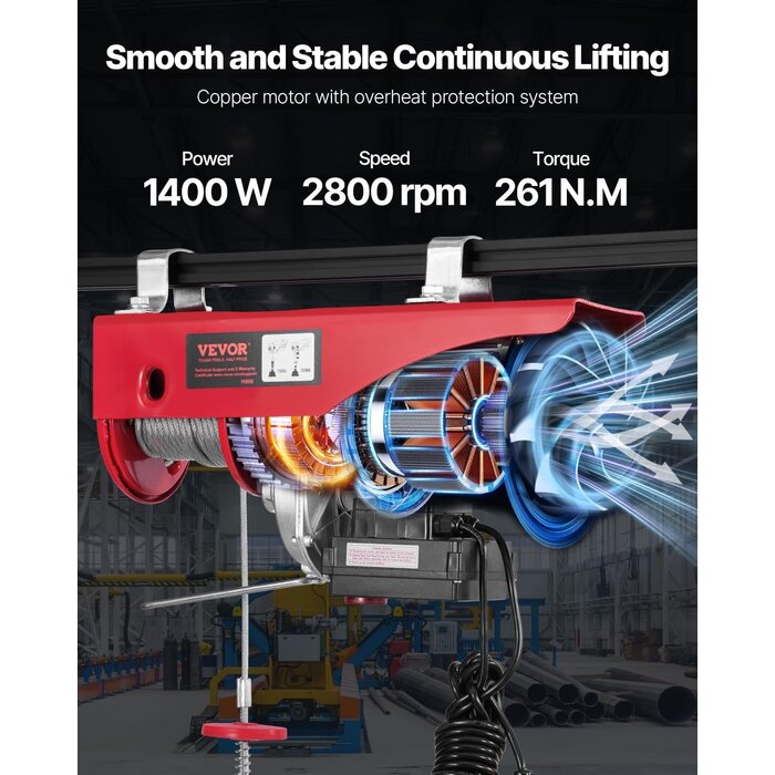 Vevor Elektrischer Seilzug 1000 kg - Kraftvoller Hebezug - Bis zu 35% Rabatt