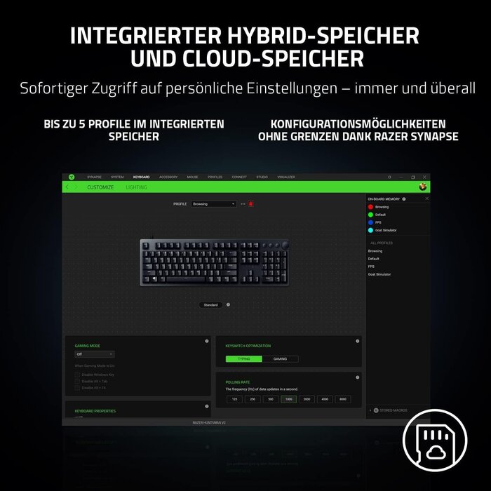 Razer Optische Gaming-Tastatur TKL QWERTZ - Jetzt bis zu 35% sparen