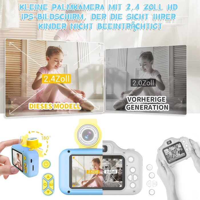Digitalkamera für Kinder mit 180° Linse - Blau - jetzt bis zu 27% sparen