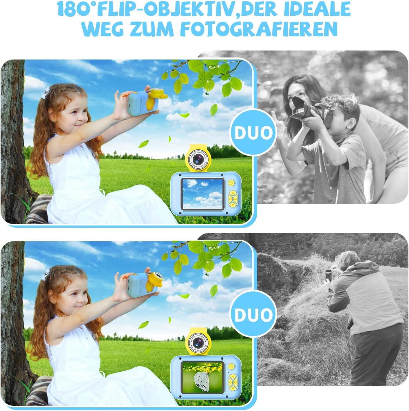 Digitalkamera für Kinder mit 180° Linse - Blau - jetzt bis zu 27% sparen