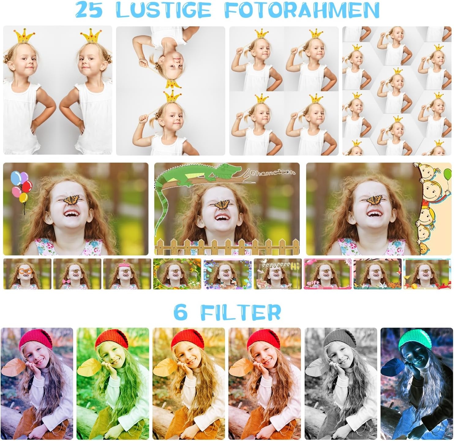 Digitalkamera für Kinder mit 180° Linse - Blau - jetzt bis zu 27% sparen