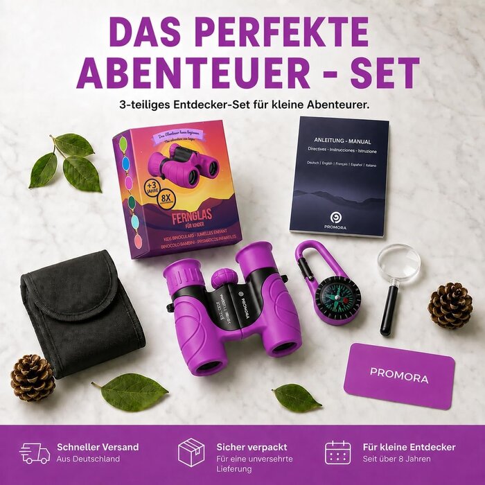 Kinderfernglas 8x21 Outdoor-Set - Lila - Bis zu 32% günstiger