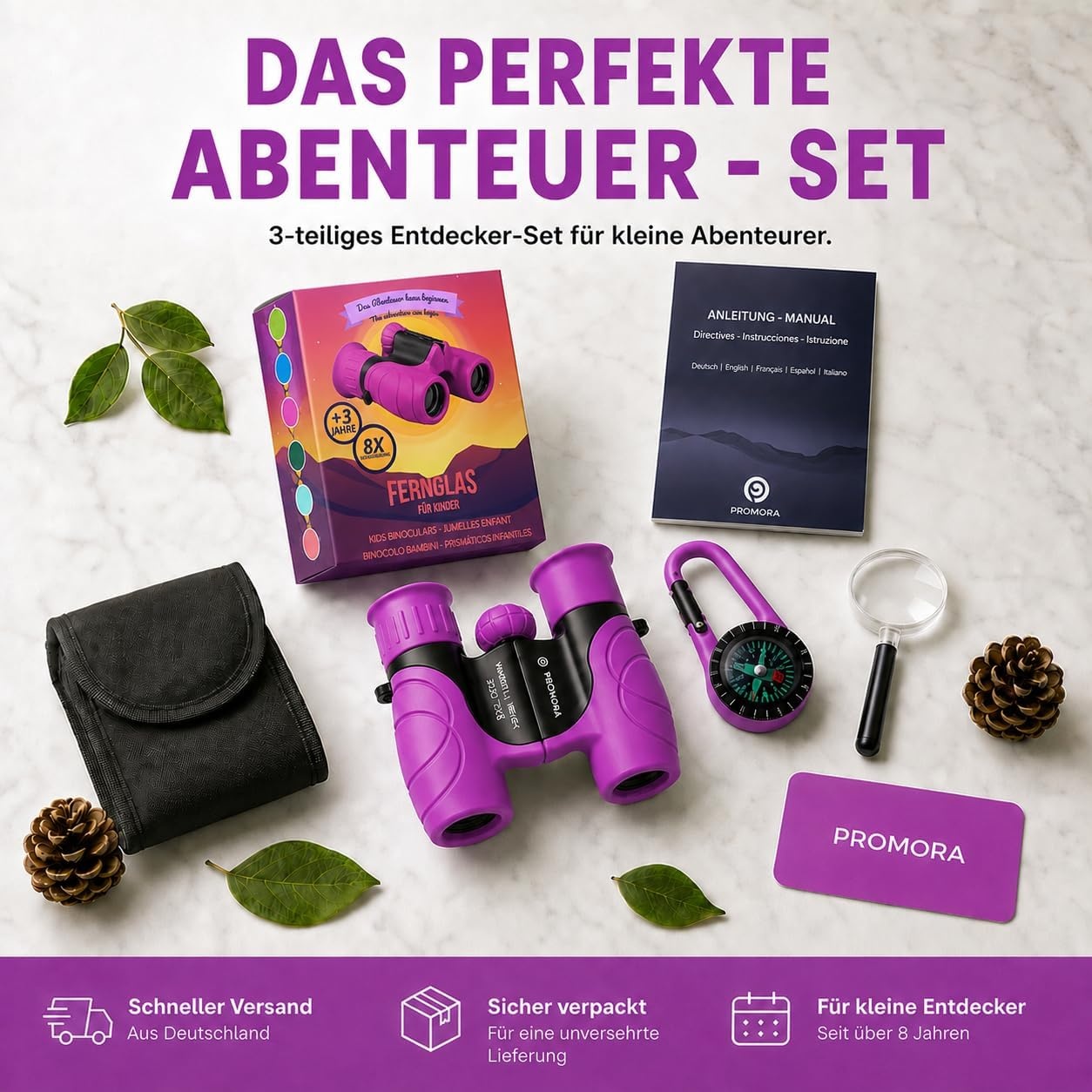 Kinderfernglas 8x21 Outdoor-Set - Lila - Bis zu 32% günstiger