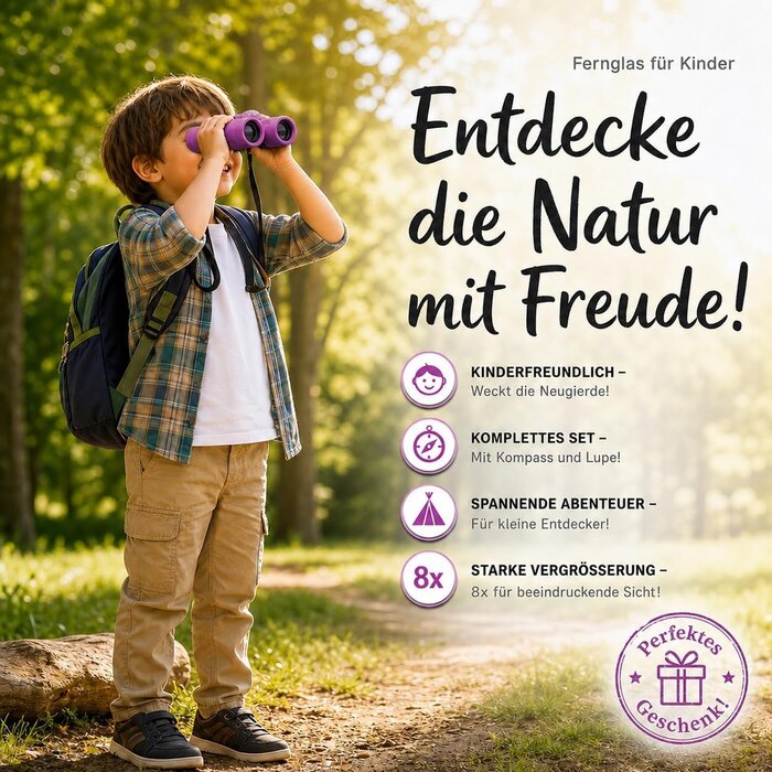 Kinderfernglas 8x21 Outdoor-Set - Lila - Bis zu 32% günstiger
