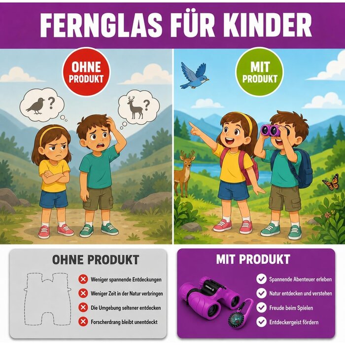 Kinderfernglas 8x21 Outdoor-Set - Lila - Bis zu 32% günstiger