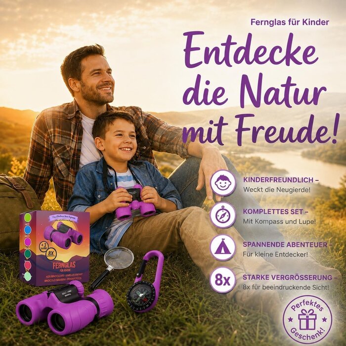 Kinderfernglas 8x21 Outdoor-Set - Lila - Bis zu 32% günstiger