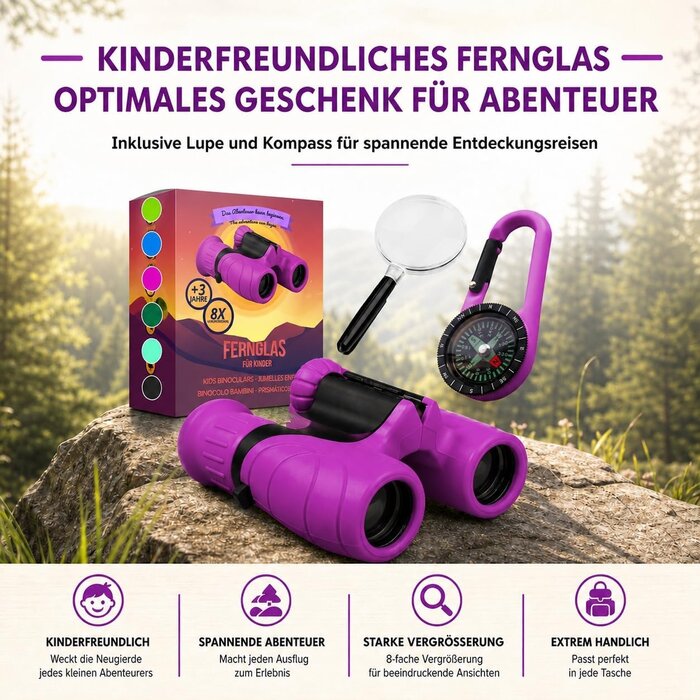 Kinderfernglas 8x21 Outdoor-Set - Lila - Bis zu 32% günstiger