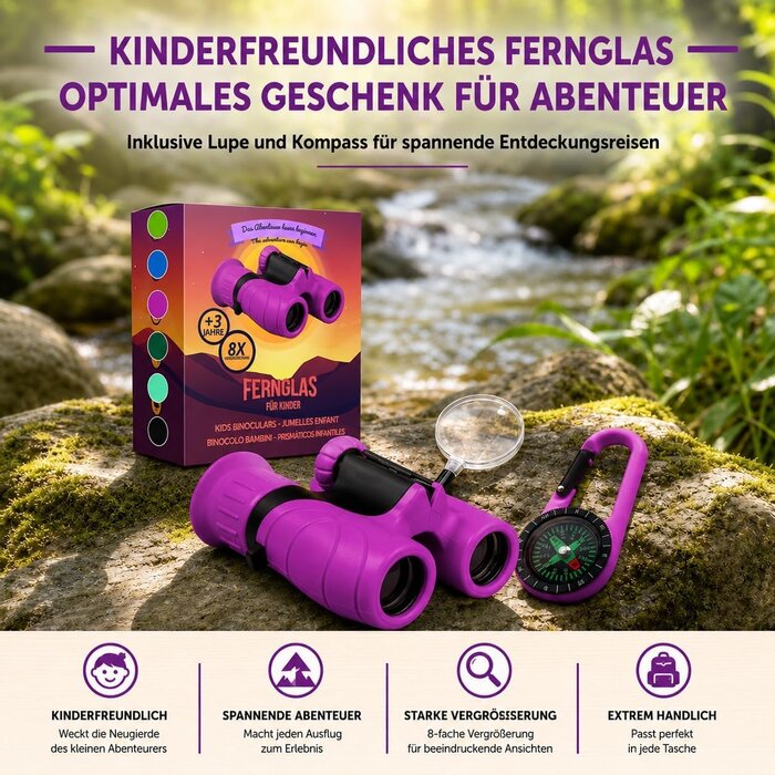 Kinderfernglas 8x21 Outdoor-Set - Lila - Bis zu 32% günstiger