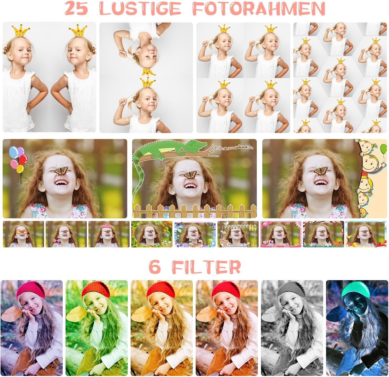 Kinder-Digitalkamera Rosa, 180° drehbar, 1080P - Jetzt bis zu 31% sparen