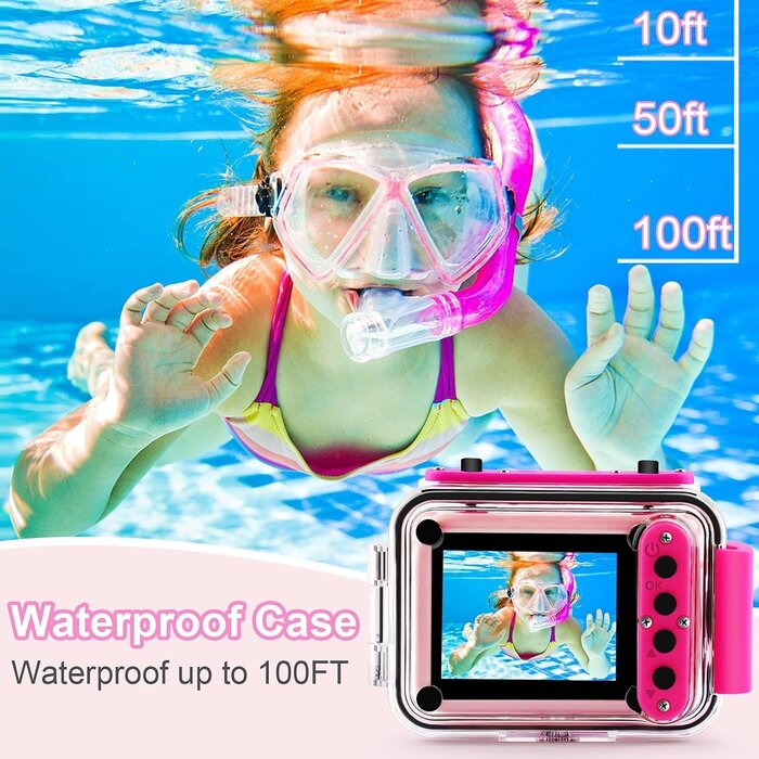 Wasserdichte Kinder-Actionkamera 1080P - Rosa - Jetzt bis zu 33% sparen