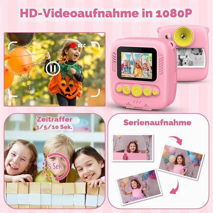 Gofunly Sofortbildkamera für Kinder mit Zubehör - Rosa - bis zu 32% günstiger