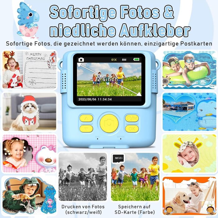 Digitale Kinder-Sofortbildkamera - Blau - Jetzt bis zu 32% günstiger!