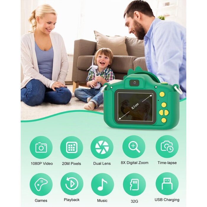 Digitale Kinderkamera 20MP Dual-Objektiv Grün - bis zu 31% Rabatt