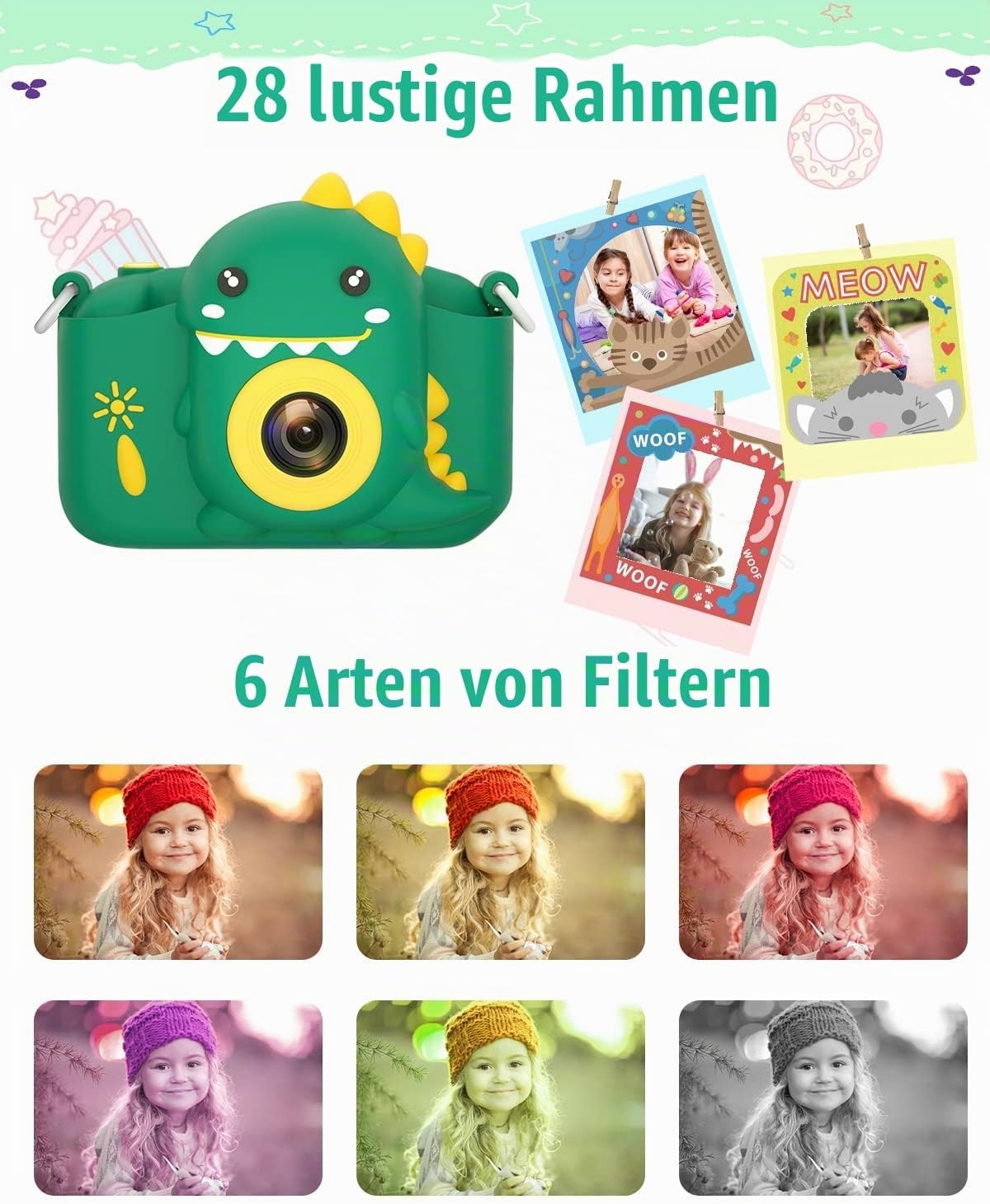 Digitale Kinderkamera 20MP Dual-Objektiv Grün - bis zu 31% Rabatt