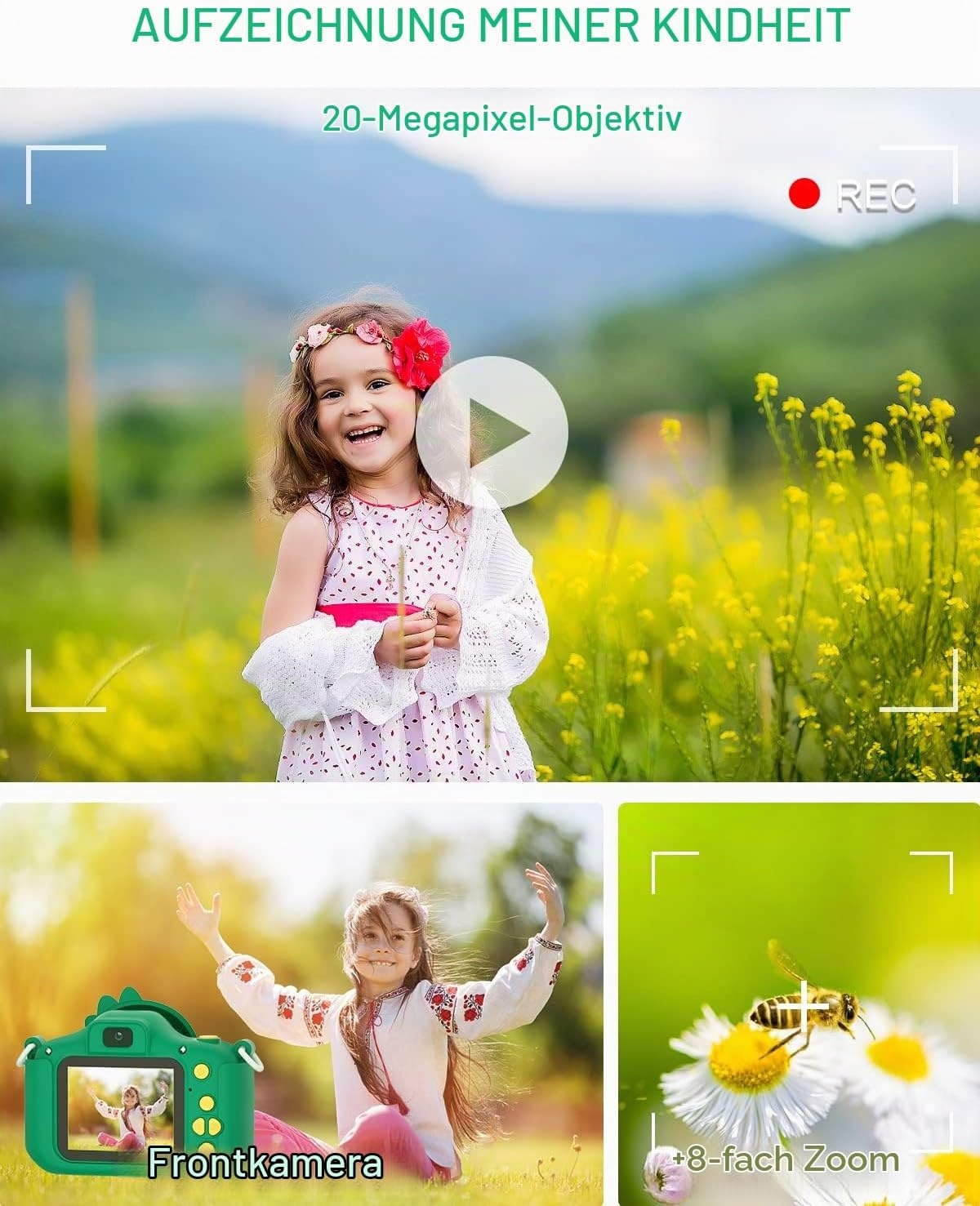 Digitale Kinderkamera 20MP Dual-Objektiv Grün - bis zu 31% Rabatt