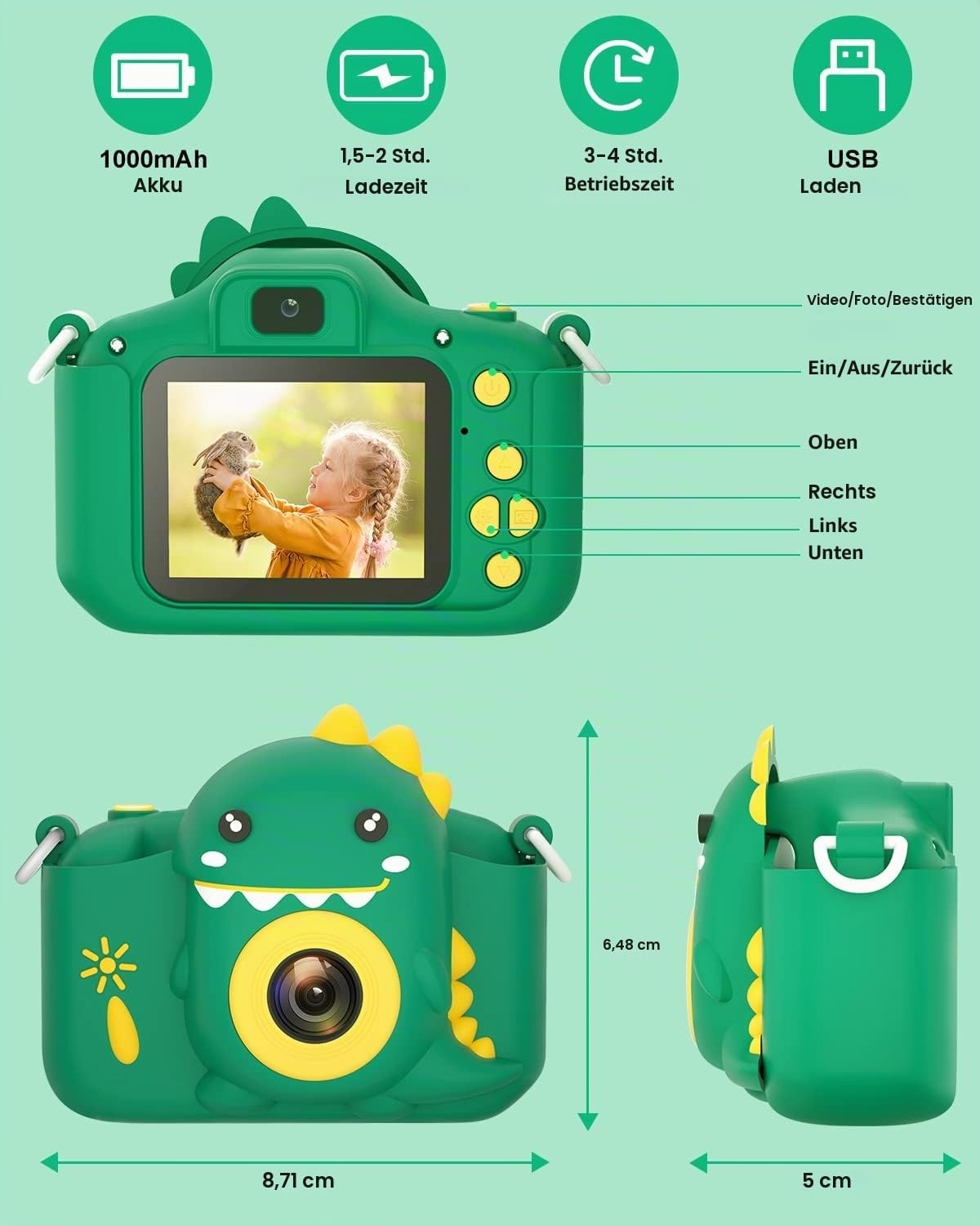 Digitale Kinderkamera 20MP Dual-Objektiv Grün - bis zu 31% Rabatt