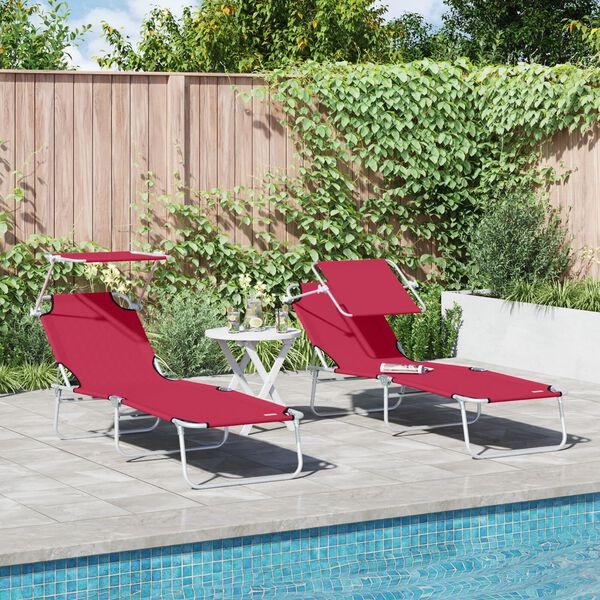 Vidaxl Sonnenliegen-Set 2-tlg. Rot - Klappbar & Bequem - Sparen Sie bis zu 34%