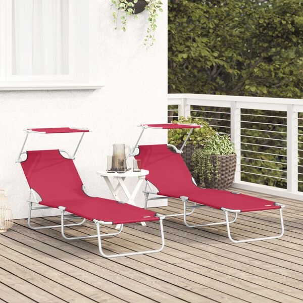 Vidaxl Sonnenliegen-Set 2-tlg. Rot - Klappbar & Bequem - Sparen Sie bis zu 34%