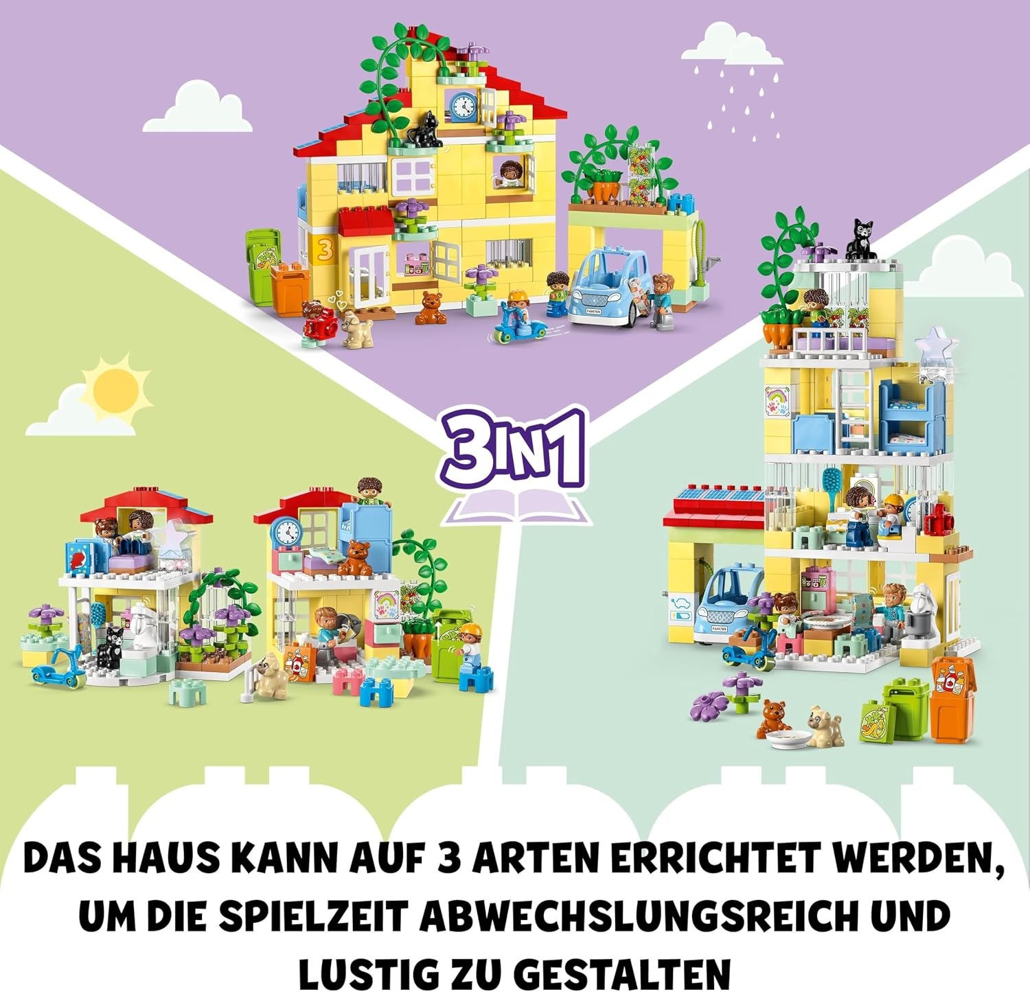 3-in-1 Familienhaus Puppenhaus für Kleinkinder - bis zu 35% Rabatt
