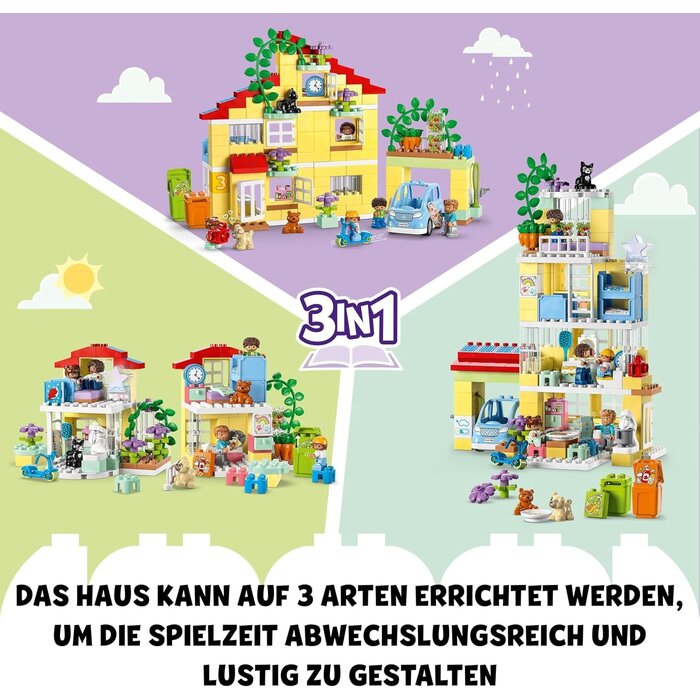 3-in-1 Familienhaus Puppenhaus für Kleinkinder - bis zu 35% Rabatt