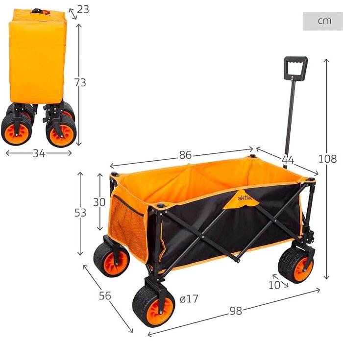 Faltbarer Bollerwagen bis 100 kg - Schwarz/Orange - bis zu 34% Rabatt