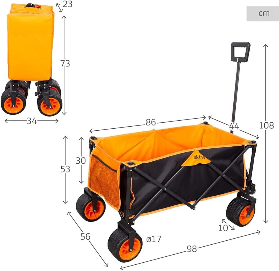 Faltbarer Bollerwagen bis 100 kg - Schwarz/Orange - bis zu 34% Rabatt