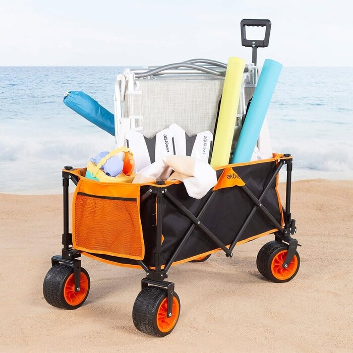 Faltbarer Bollerwagen bis 100 kg - Schwarz/Orange - bis zu 34% Rabatt