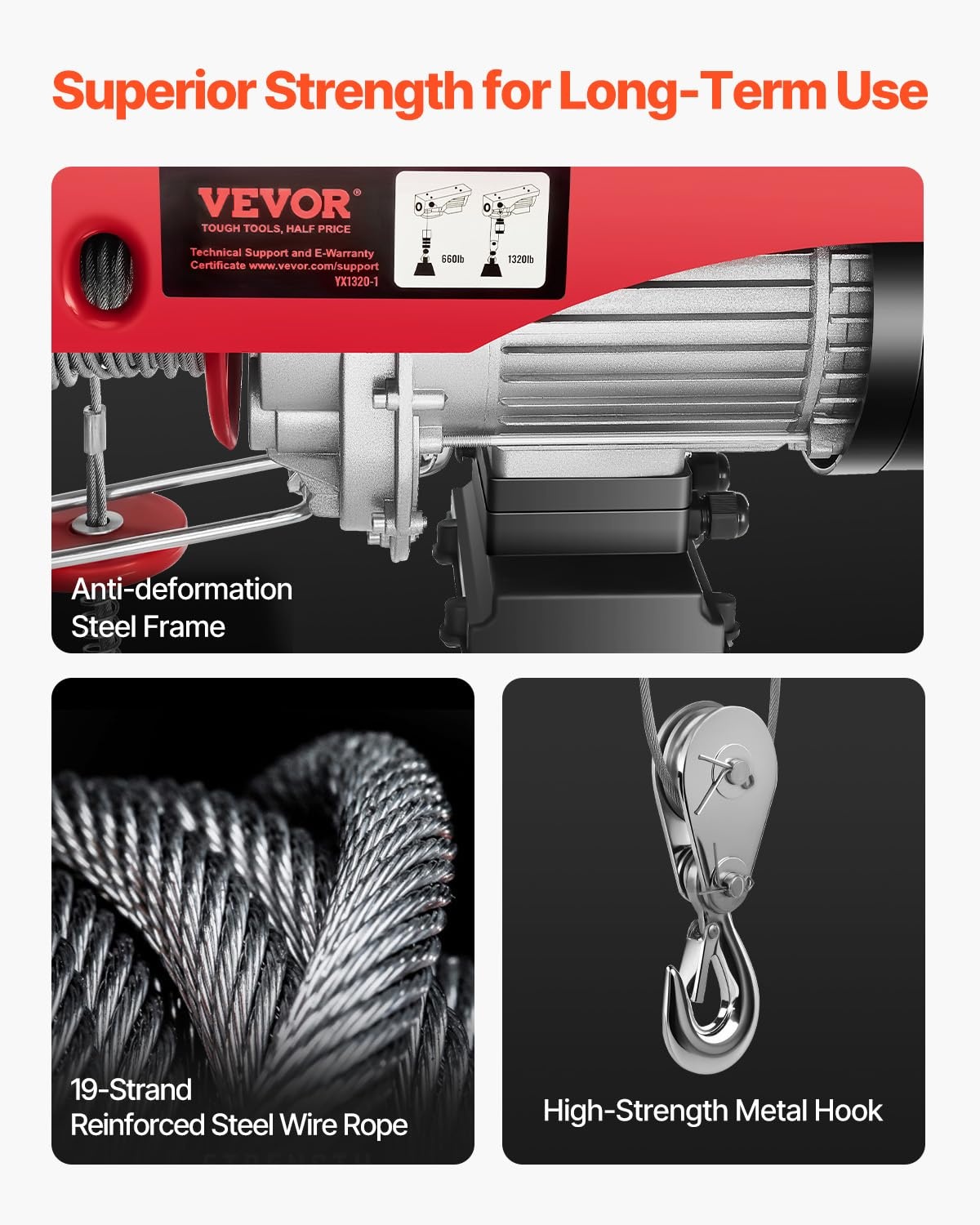 Vevor Elektrischer Seilzug 600 kg - 1150W - Bis zu 35% Rabatt auf Rückläufer