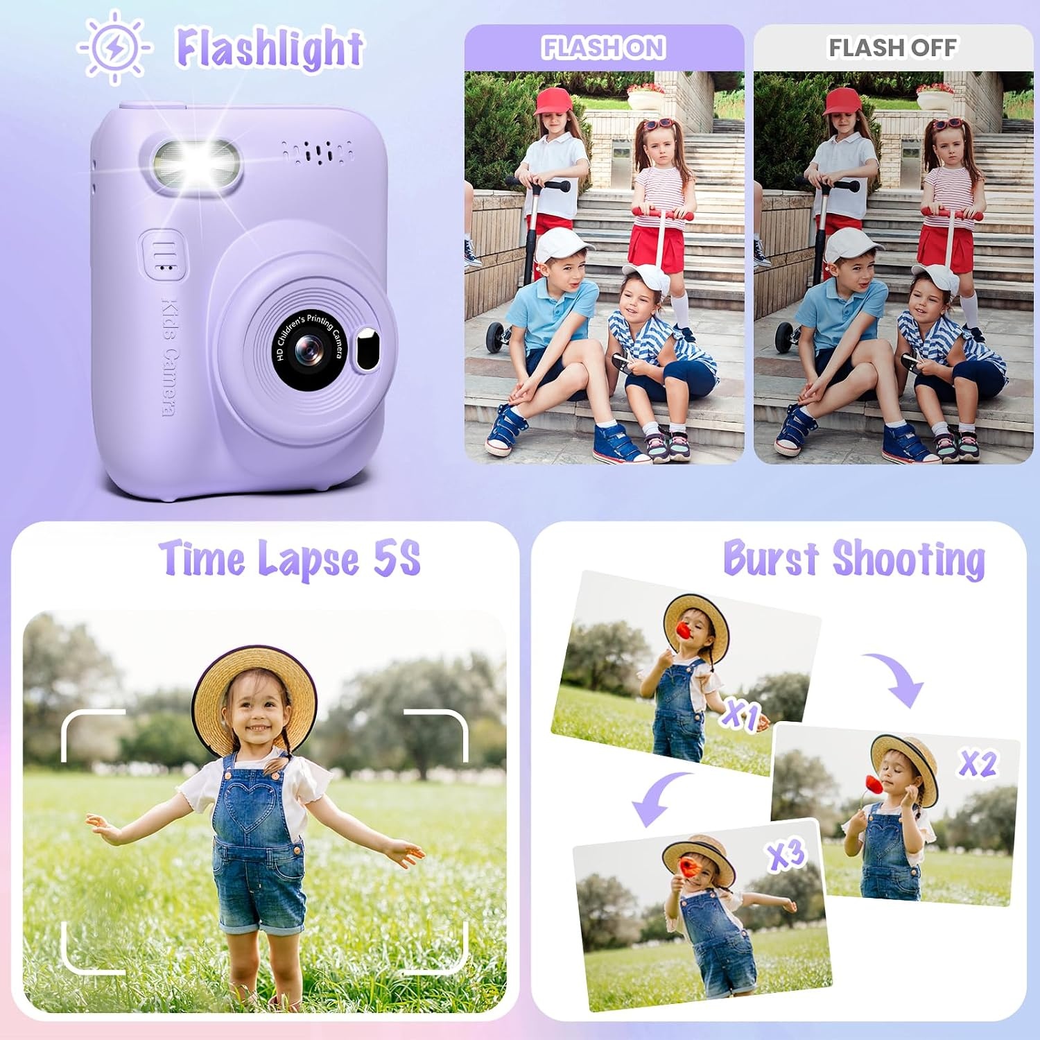 Gofunly Kinder-Sofortbildkamera 14MP 1080P - Lila, bis zu 33% reduziert