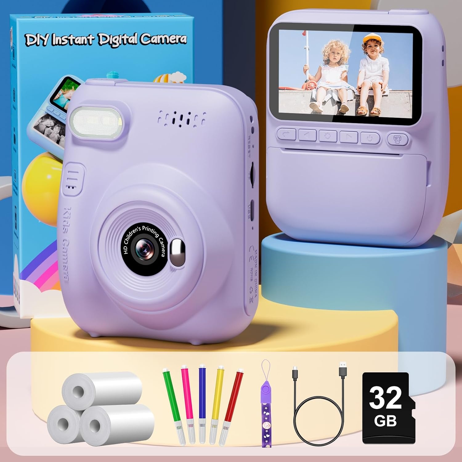 Gofunly Kinder-Sofortbildkamera 14MP 1080P - Lila, bis zu 33% reduziert