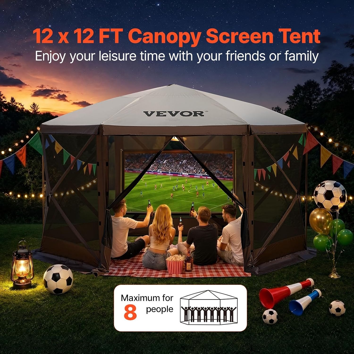 Vevor Pop-up Pavillon 3,6x3,6m: Geräumiges 6-eckiges Zelt - jetzt bis zu 35% sparen