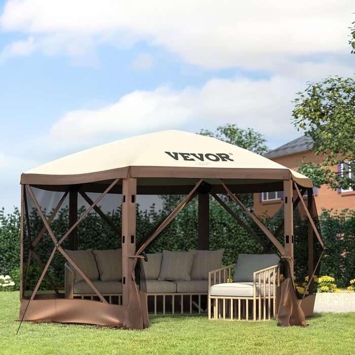 Vevor Pop-up Pavillon 3,6x3,6m: Geräumiges 6-eckiges Zelt - jetzt bis zu 35% sparen