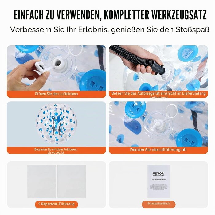 Vevor Aufblasbarer Bumper-Ball 1,2m - Outdoor Spielspaß - bis zu 34% sparen