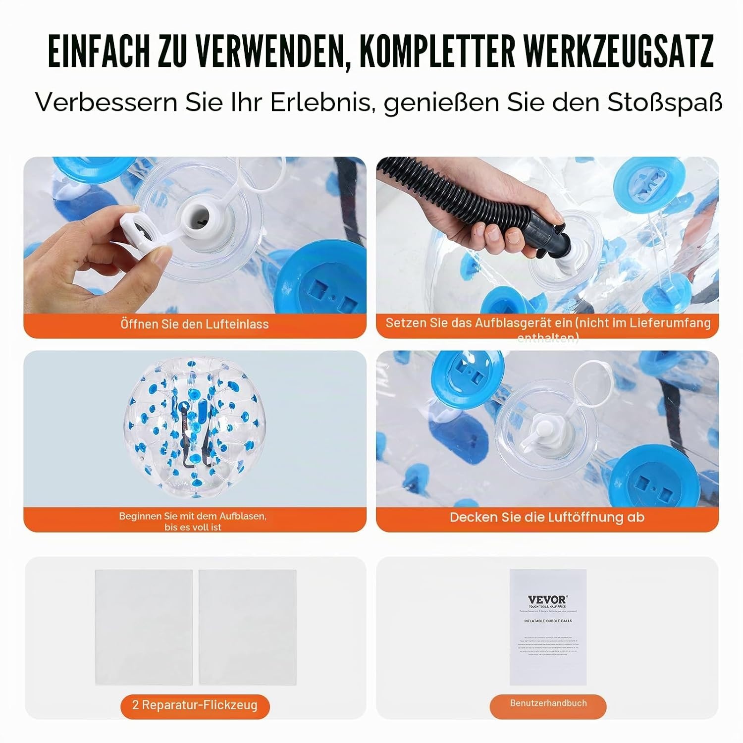 Vevor Aufblasbarer Bumper-Ball 1,2m - Outdoor Spielspaß - bis zu 34% sparen