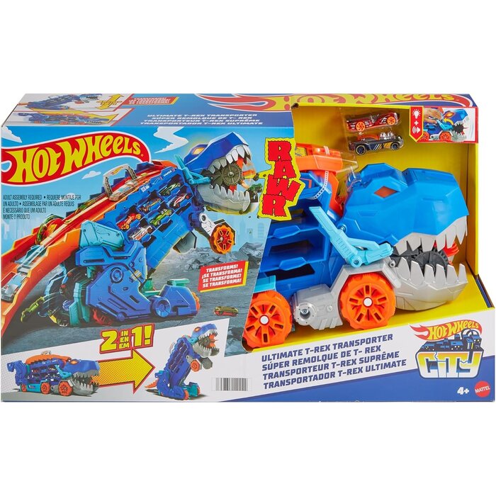 Hot Wheels T-Rex Transport-LKW mit Rennbahn - Jetzt bis zu 34% günstiger sichern!