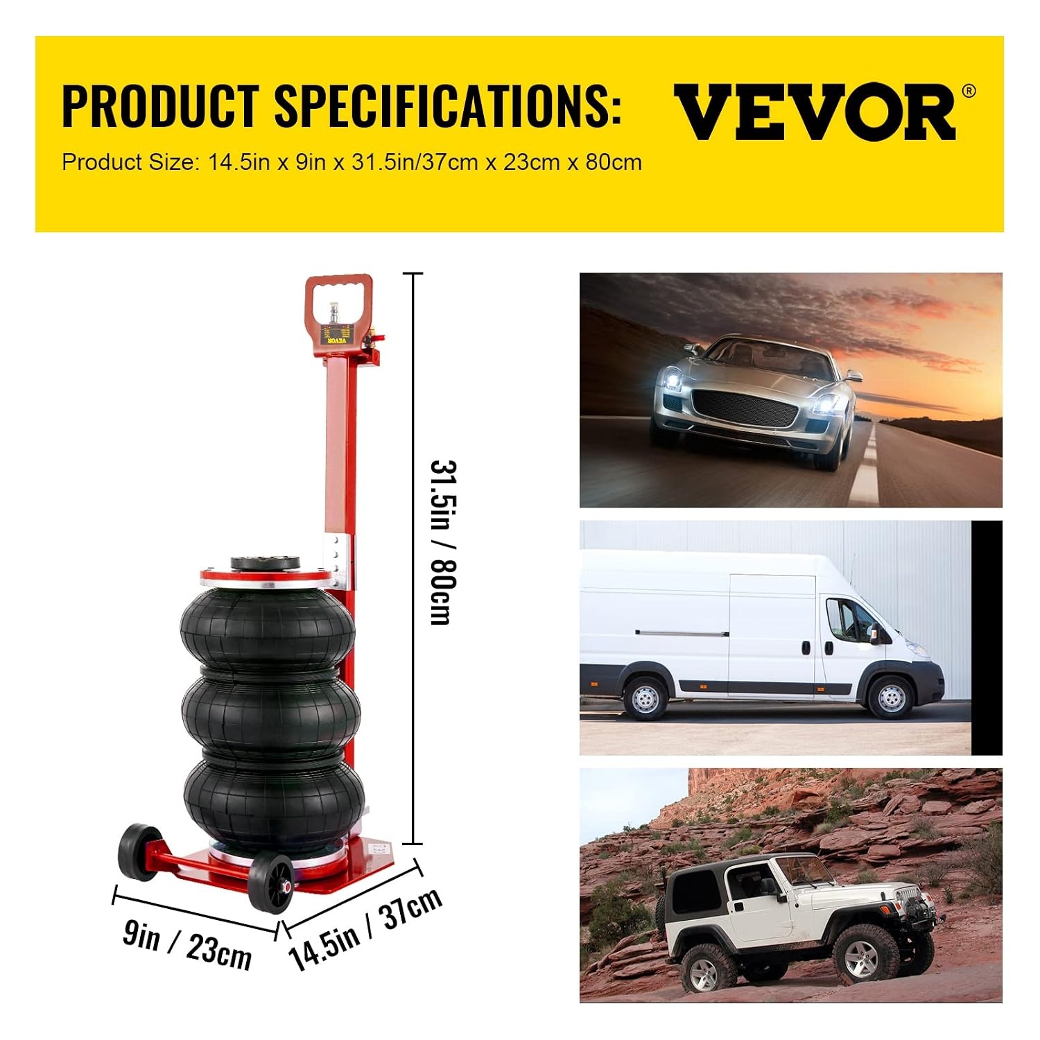 Vevor Pneumatischer Wagenheber 3t - 14-45 cm Hubhöhe - Rot - Bis zu 35% Rabatt
