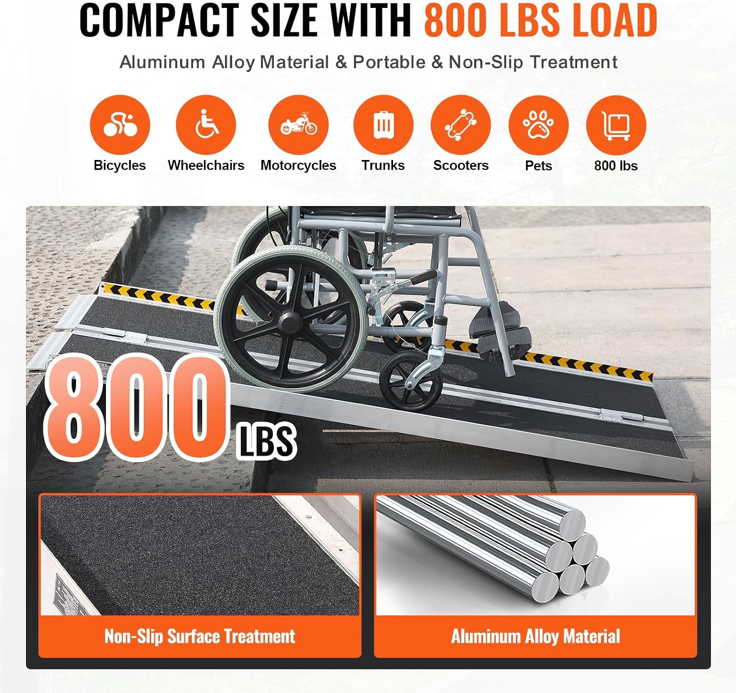 Vevor Faltbare Rollstuhlrampe Aluminium, 122 cm, bis zu 35% Rabatt