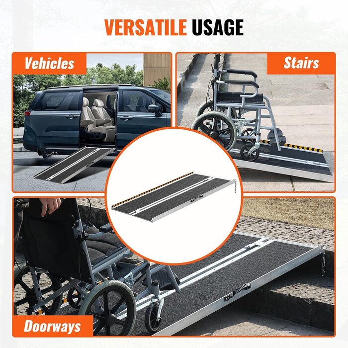 Vevor Faltbare Rollstuhlrampe Aluminium, 122 cm, bis zu 35% Rabatt