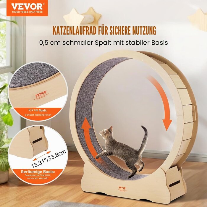 Vevor Katzenlaufrad aus Holz 132 cm - Bis zu 35% Rabatt auf Rückläufer