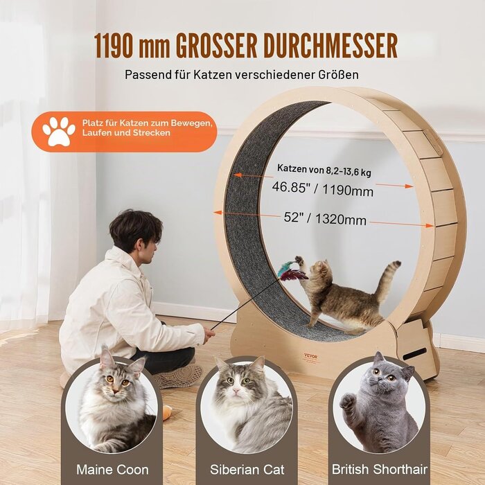 Vevor Katzenlaufrad aus Holz 132 cm - Bis zu 35% Rabatt auf Rückläufer