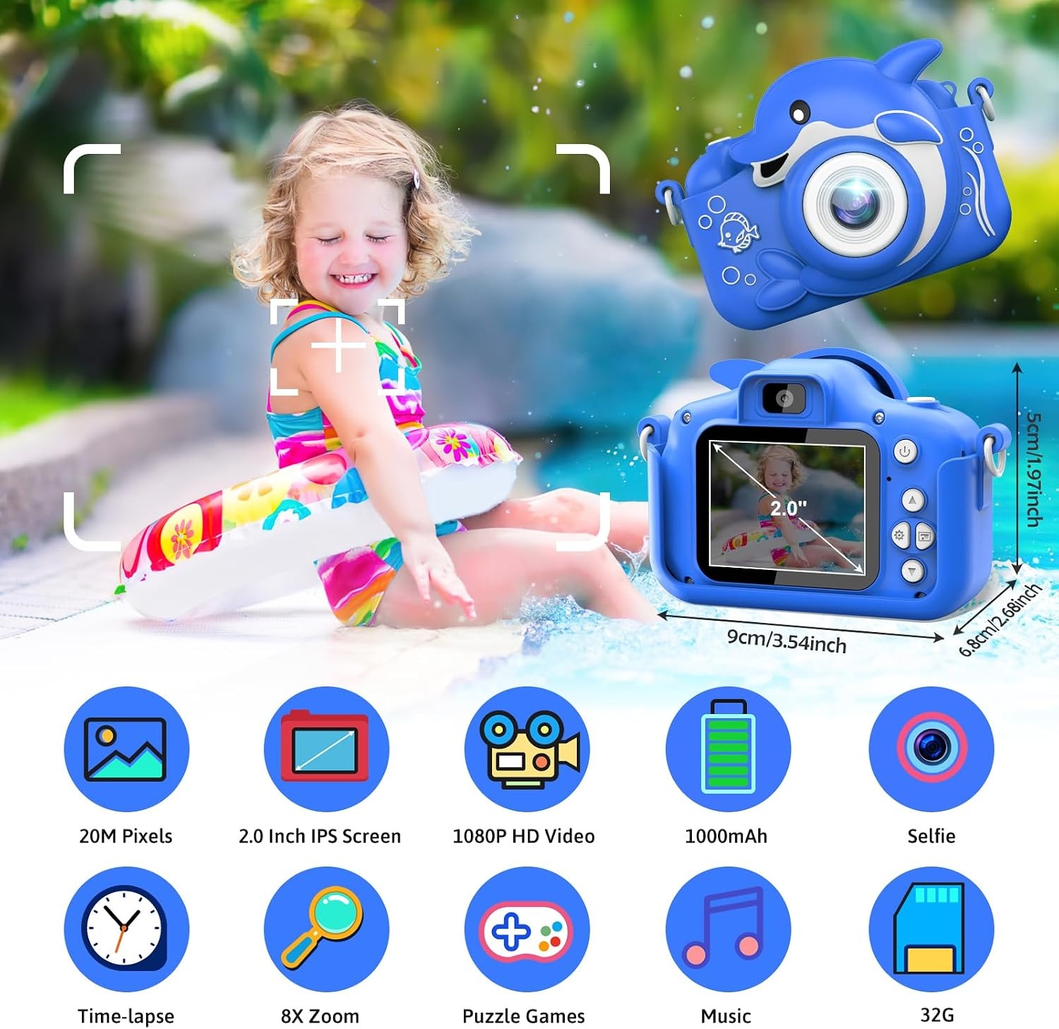 Delfin-Digitalkamera für Kinder 20MP HD - bis zu 32% günstiger im Outlet