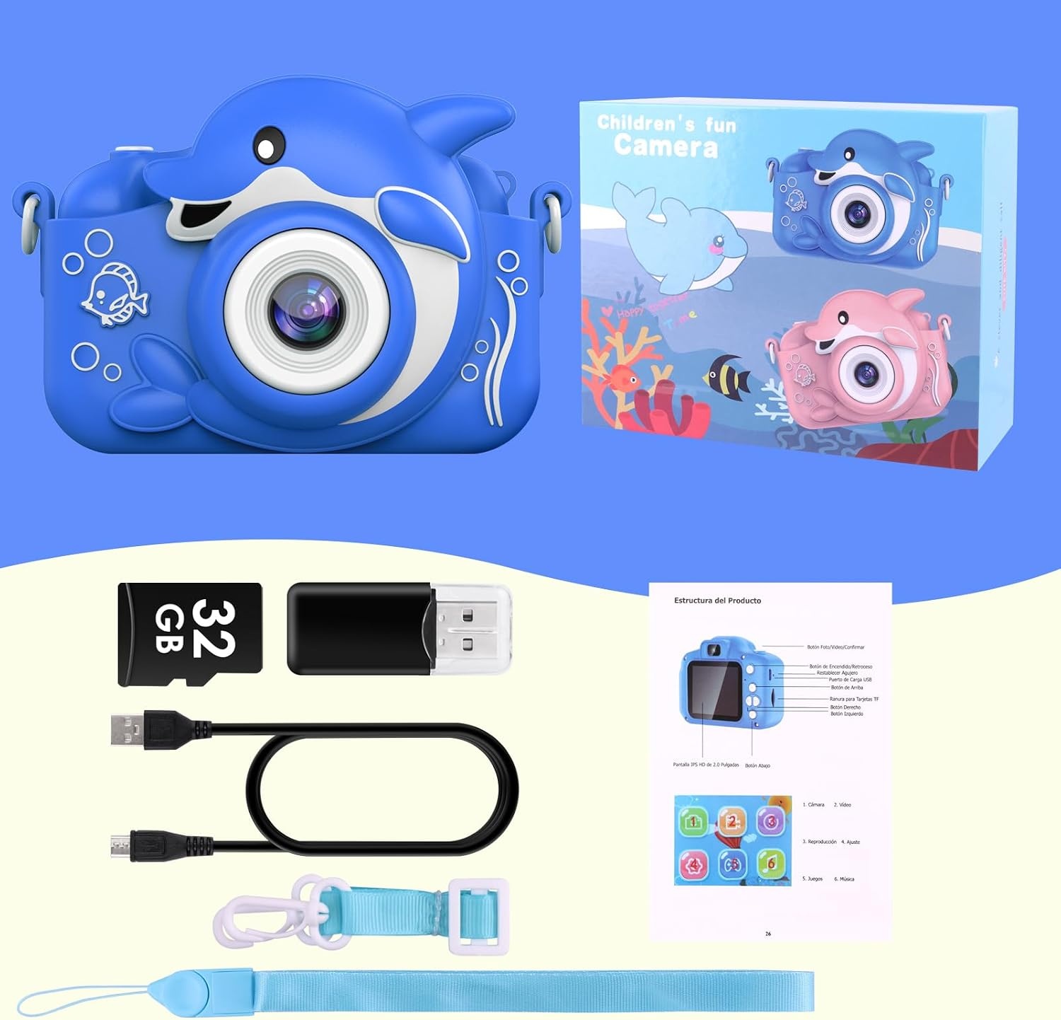 Delfin-Digitalkamera für Kinder 20MP HD - bis zu 32% günstiger im Outlet