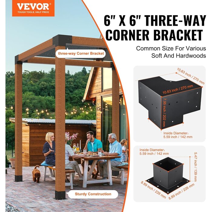 Vevor Pergola-Verbindungsset 8-tlg. für 6x6 Zoll Pfosten - bis zu 35% Rabatt