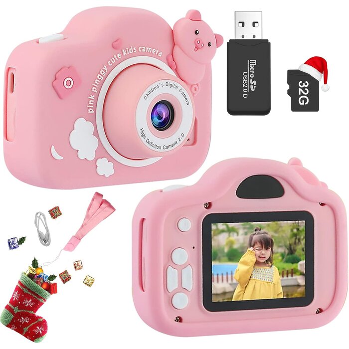 Digitale Kinderkamera Rosa - 1080p, 20MP & 32GB SD - bis zu 32% Rabatt