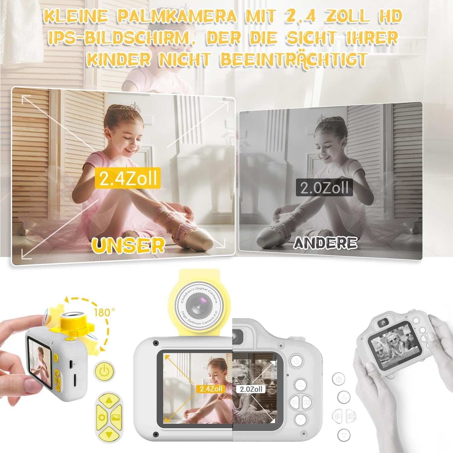 Digitale Kinderkamera mit 180° schwenkbarem Objektiv - Sparen Sie bis zu 32%