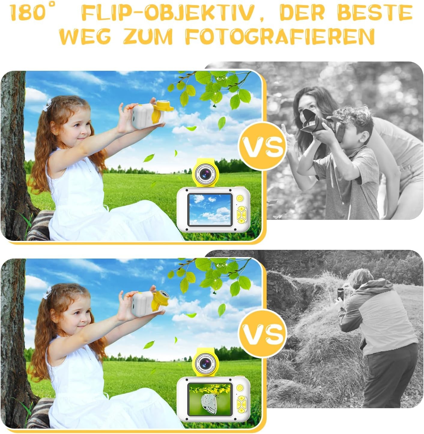 Digitale Kinderkamera mit 180° schwenkbarem Objektiv - Sparen Sie bis zu 32%