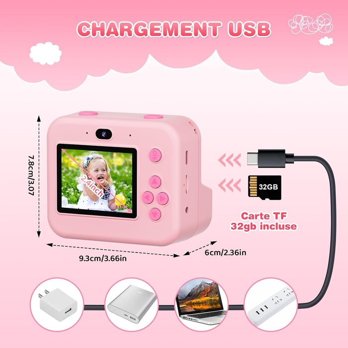 Instant Kindercamera - 1080p, 12MP, Inkl. 32GB & Papier - Bis zu 33% Rabatt