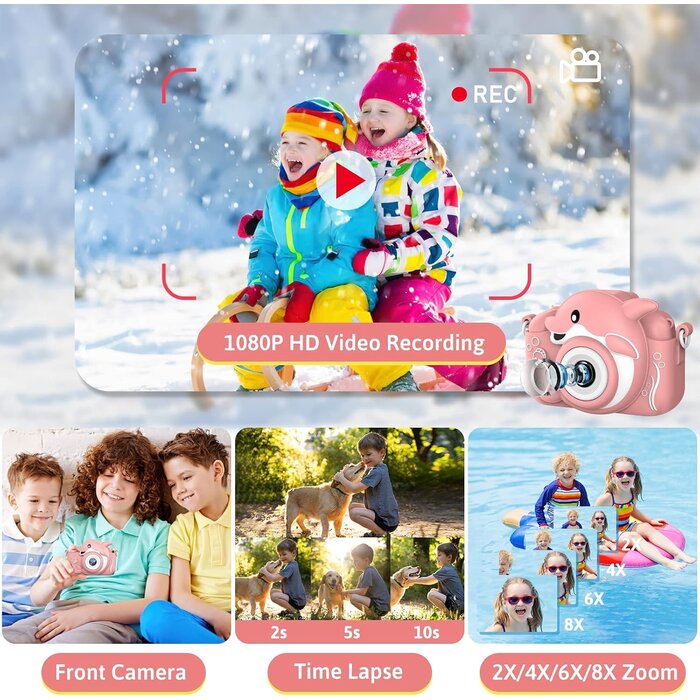 Digitale Kinderkamera 20 MP, Rosa - Jetzt bis zu 31% Rabatt sparen!