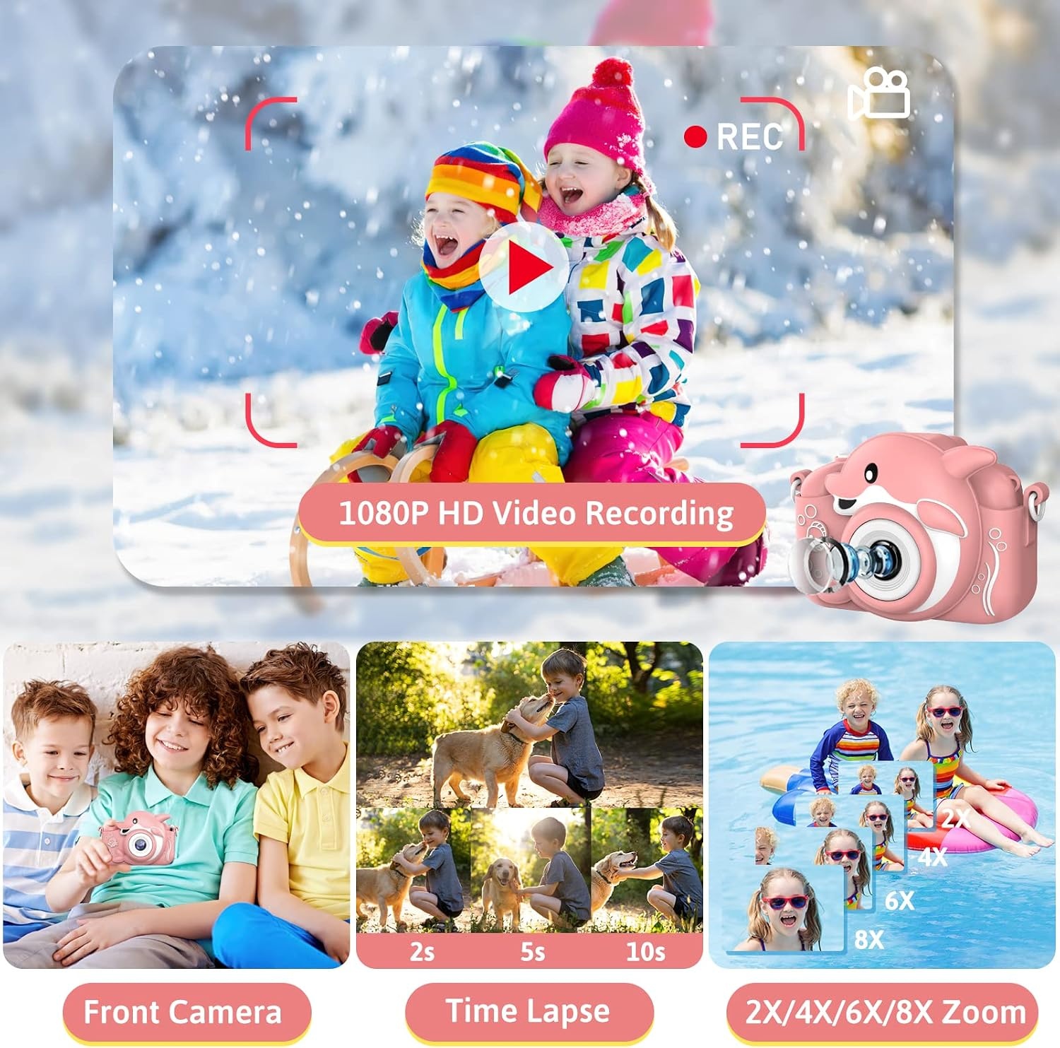 Digitale Kinderkamera 20 MP, Rosa - Jetzt bis zu 31% Rabatt sparen!