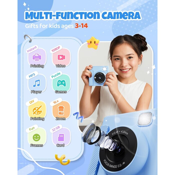 Digitalkamera für Kinder mit Sofortdruck & 32GB - Jetzt bis zu 33% sparen